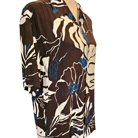 EUC Cubavera Men's Brown Tropical Short  Sleeve Button Down Shirt - Picture 4 of 4